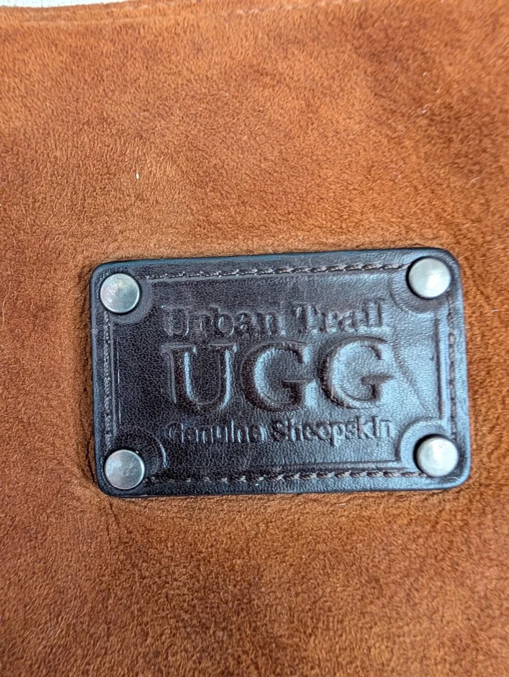 UGG Chestnut Brown Suede Wristlet with White Shearling Trim